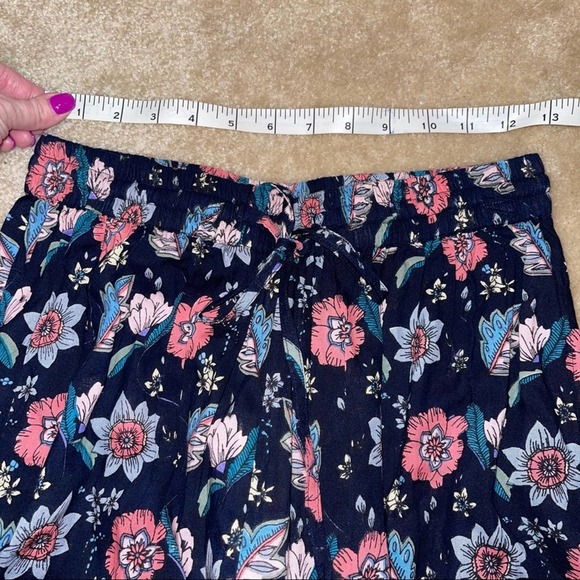 NWT RAGA Navy & Pink Floral Boho Palazzo Elastic Waist Pant Small - Picture 9 of 12